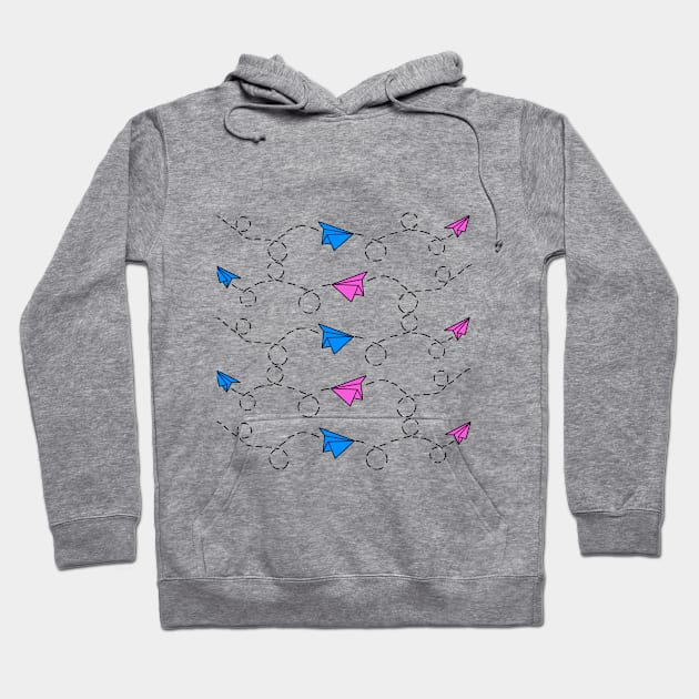 Pink and Blue Paper Planes Hoodie by thatpunkguy